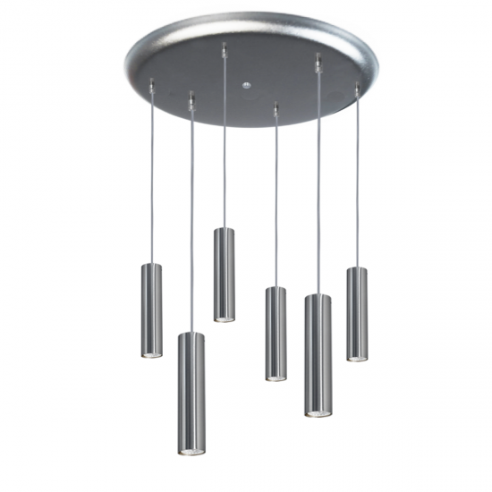 Colgante 6 Luces Tube Apto Led GU10 Niquel Colgante 6 Luces Tube Apto Led GU10 Niquel